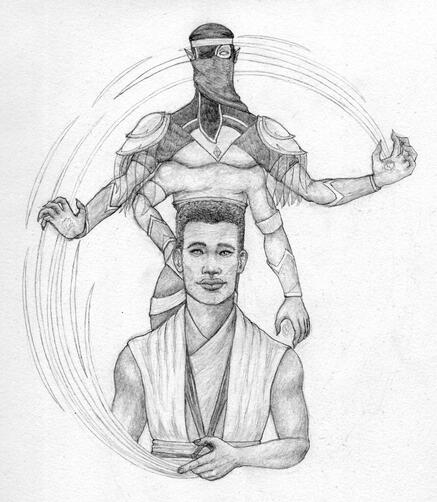 Full pencil shaded lineart drawing